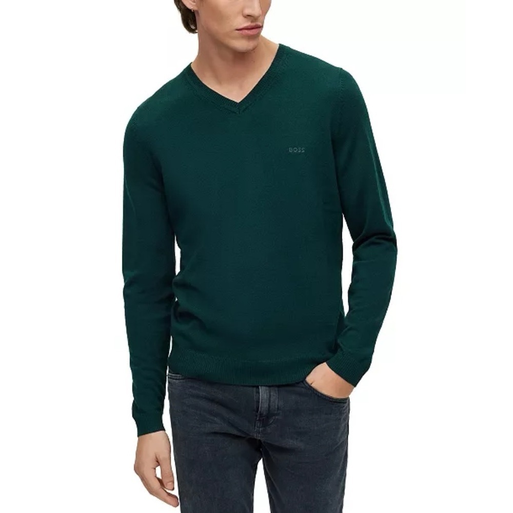 Hugo Boss Sweater Men’s XXL FITS L/XL Extra Fine Merino Wool V Neck